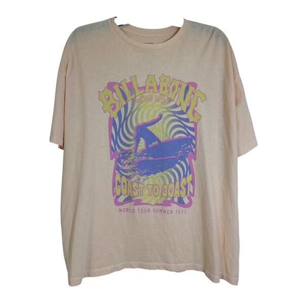 BILLABONG Coast-to-Coast World Tour Summer 1973 Oversized Small Apricot T-shirt - Picture 1 of 7